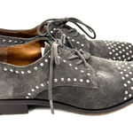 Frye  Studded Suede Oxford Lace Up Flats in Gray Photo 0