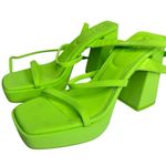 ZARA Neon Green Chunky Platform Strappy Sandals Heels US 8 EU 39 Block Pistachio Photo 10