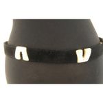 Cache  Black Suede Leather Gold METAL Hardware Rhinestones 1 1/4" Wide Belt Photo 7