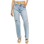 Lovervet LA High Waist Distressed Straight Cut 90's‎ Dad Jeans Women’s Size 24 Blue Photo 1