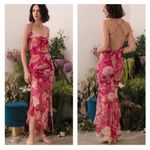 Sau Lee Freida Silk Dress Pink Floral Maxi Revolve Size US 4 Photo 2