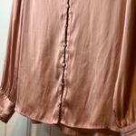 Paige  Pink Smocked Shoulder Button Front Blouse Shirt Top Long Sleeve Size S Photo 8