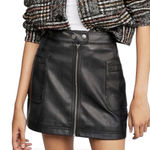 Free People Vegan Leather Black A-Line Zip Front Mini Skirt Photo 0