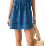 Faherty  Isha  Linen Indigo Blue Mini Dress Photo 0