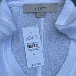 Loft  white cotton textured t-shirt puffy short sleeves stretchy Sz L Photo 6