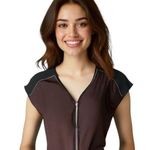 Rock & Republic Burgundy Zip Blouse M Photo 0