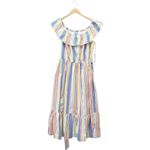 Draper James NWT  RSVP Midi Dress Size Large Off Shoulder Striped Cotton Ruffle Photo 4