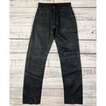 Interstate Leather Riding Moto Pants Black Raw‎ Hem High Waisted Straight Sz 10 Photo 1