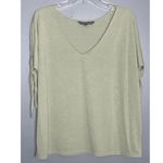 Sharagano Sage Green Linen Blend Short Tie Sleeves V Neck Blouse XL Photo 2
