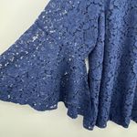 Roaman's blouse women's 24W lace bell 3/4 sleeve V neck navy blue lined Photo 2