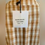 ON YOU White and Camel Gingham Maxi Dress Tan Photo 6