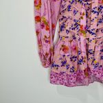 Boho Pink Long Sleeve V Neck Layered Ruffle Floral Summer Fairy Mini Dress M Size M Photo 7