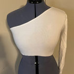 Aster Women's Small White Crop Top Long Sleeve One Shoulder New Photo 0