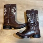 Mexicana Women Brown Leather Western Cowboy Boots White Stitching Pointed Toe 39 Size 8 Photo 11