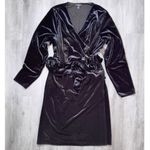 Alfani  Women's NWT Black Velvet Long Sleeve Knee Length Wrap Dress XL Photo 1