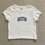 Brandy Melville Boston Cream T-Shirt Baby Tee Size Small 100% Cotton Graphic EUC Photo 0