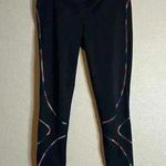 FILA  Black Rainbow Stitch Workout Stretch Yoga Running Pants Small Photo 0
