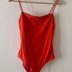 ZARA  Orange/Red Square Neck
Thong Bodysuit. Photo 1