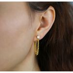 Boutique Gold Filled Chain Drop Earrings with Diamond‎ Simulate Dangle Statement Jewelry Photo 3