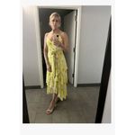 Badgley Mischka  Womens Floral Print Dress in Yellow 0 Long Gown Maxi Photo 10