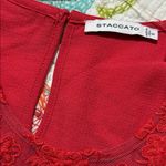 Staccato  women’s size small lace sleeve keyhole button closure coral salmon tone Photo 2