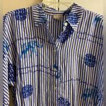 Chico's Chico’s blouse button front elephant print striped Medium Photo 2