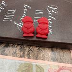Vintage Santa Earrings – Red Christmas Holiday Studs Photo 3