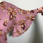 Xhilaration NWOT Rose Pink Floral Crinkle Short Sleeve Dress Drawstring Waist Elastic New Photo 4