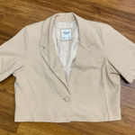 Abercrombie & Fitch Women's Cropped Blazer Short Sleeve Beige Linen Size Large Photo 0