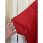 American Vintage Vtg 80’s Red Short Sleeve Rouched Top Gold Rhinestone Broach Size Medium Photo 6