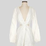DISSH Tina White Linen Twist Mini Dress Size 4 Cutout Long Sleeve V Photo 5