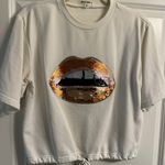 These Three Boutique Sequined Lips Sweatshirt Top Photo 1