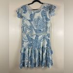 Z&L EUROPE Tassel Tie Armhole Lace Trimmed Tiered Mini Dress Tucan Print XL blue White Photo 4