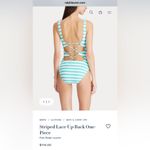 Polo Ralph Lauren Blue Lagoon Striped Lace Up Back One Piece Bathing Swim Suit S Photo 1