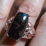 Matrix Silver Shungite Solitaire 18k Rose Gold Plated Ring (Size 9) Photo 7