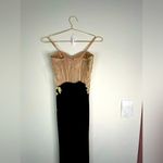 Windsor Elegant Black & Gold Lace Formal Gown Photo 9