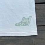 RARE Vintage Blue Fish Clothing Graphic Tee Oversized Cream Shoes T Photo 4
