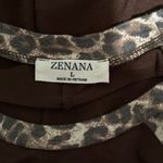 Zenana  Women's Brown Animal Print Short Sleeve T-Shirt with Front Pocket Size L Photo 2