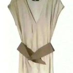 Haute Hippie  Silk Cream cap sleeve dress with faux leather red belt size M Photo 1