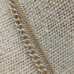 NWT Sequin Gold Tone & Blue Bead Collar Necklace Asymmetrical Paved Pendant 18" Photo 5