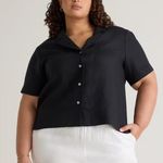 Quince 100% European Linen Short Sleeve Shirt Black XL Photo 0