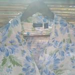 Gloria Vanderbilt  1X Blue Green All Over Floral Swiss Dot Cotton Aloha Top Plus Photo 9