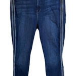 Good American Good Legs Blue Wash High Rise Skinny Jeans Stripe Trim Size 16 Photo 0