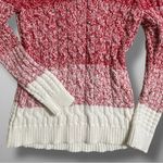 Liz Claiborne  L Women's Ombre Red Cotton Cable Knit Pullover Sweater Valentines Photo 2