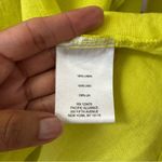 Ellen Tracy 100% Linen Popover Tunic Blouse Top Size XL Neon Yellow Long Sleeve Beach Work Photo 7