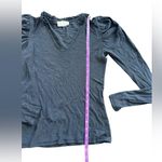 Nation Ltd  Black V Neck Long Puff Ruched Sleeve Shirt Top Pima Cotton Kristen XS Photo 4