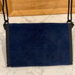 Vintage Stone Mountain suede tri fold crossbody or waist bag western interior Blue Photo 2