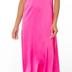 The Drop Ana Slip Dress Hot Pink Satin Midi V Neck Spaghetti Straps Size S Photo 0