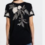 Johnny Was Frankie Everyday Tee Black White Cotton Embroidery V-Neck Size Small Photo 13
