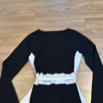 inc international concepts black and white tie at the waist long sleeve top size Size M Photo 4